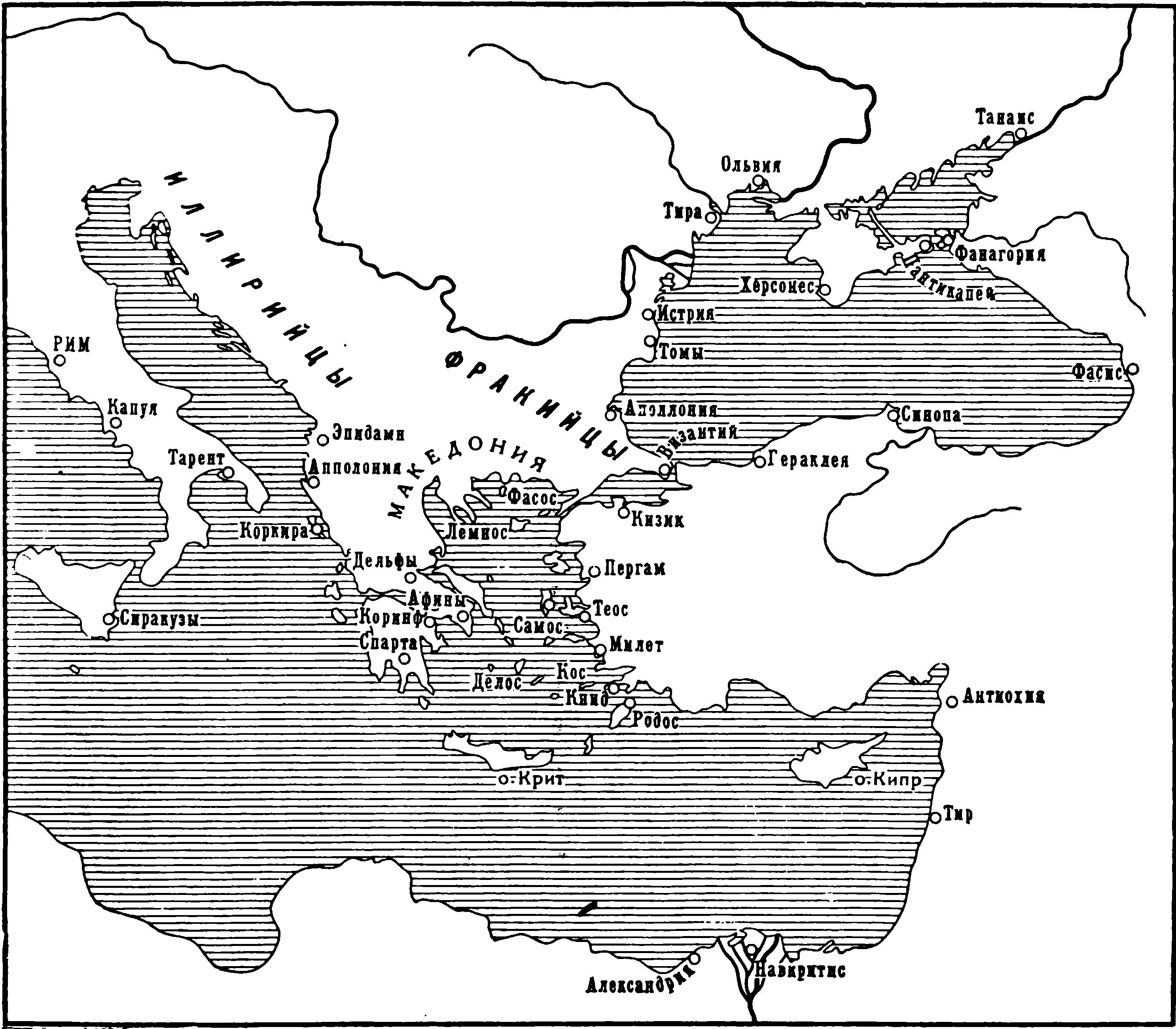 1. Карта Восточного Средиземноморья и Причерноморья