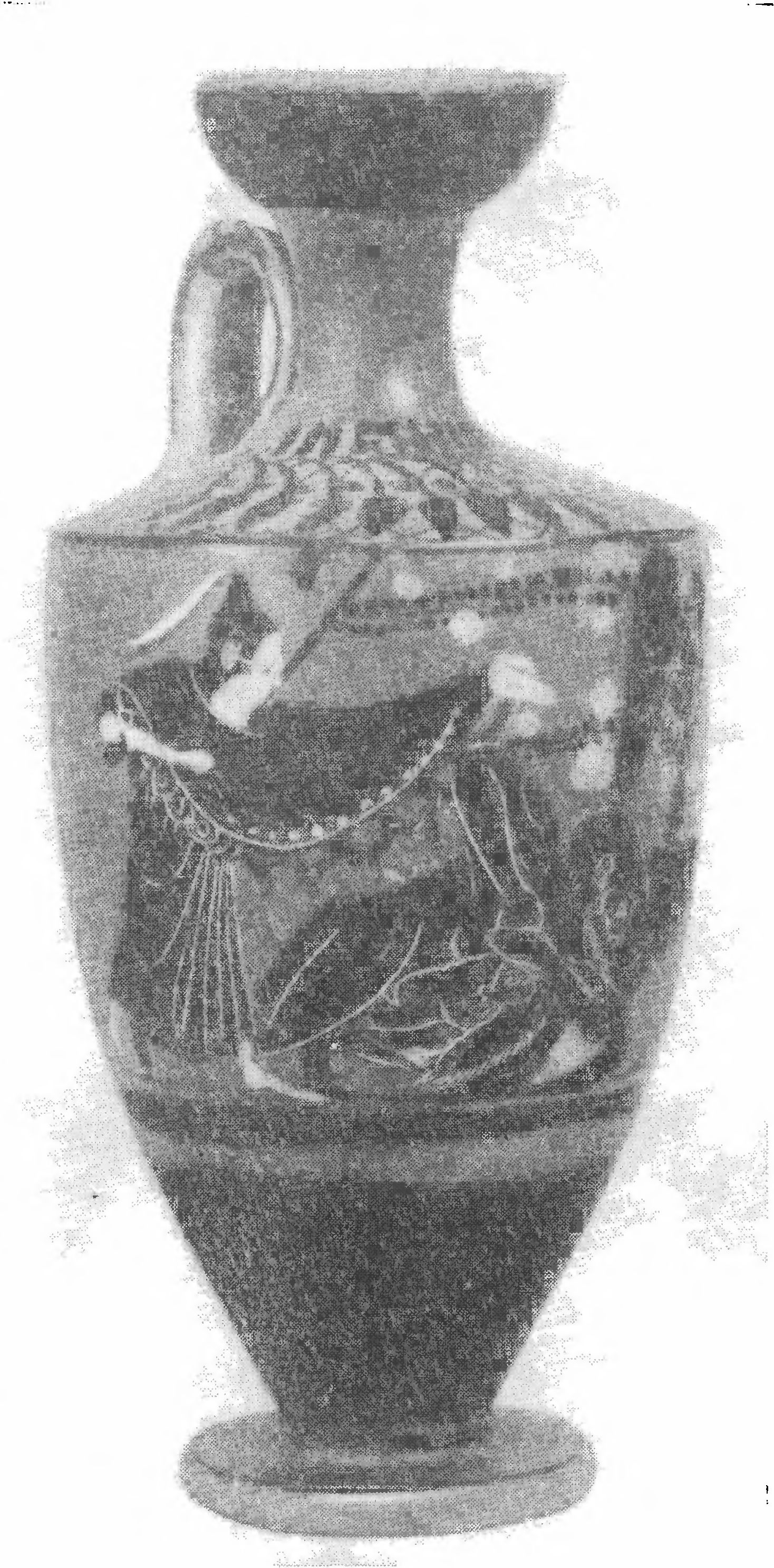 62. Аттический чернофигурный лекиф, найденный в одной из ольвийских могил (раскопки 1948 г.)