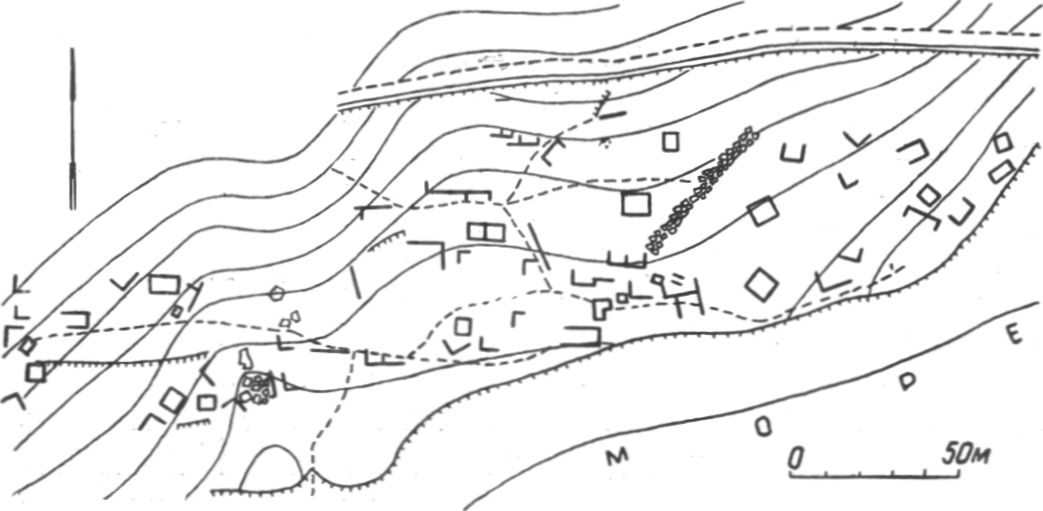 План средневекового поселения на юго-западном склоне Аю-Дага