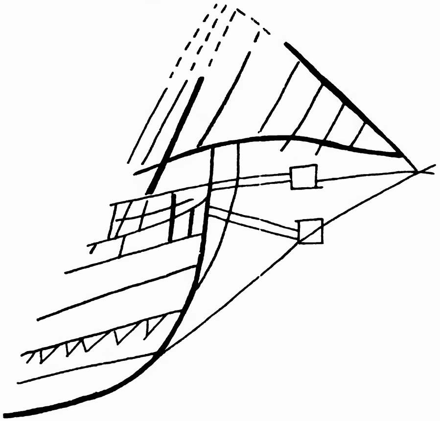 Изображение судна на фрагменте амфоры. (М 1:1)