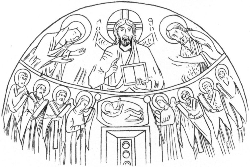 Схема росписи алтаря Предтеченского храма в Верхоречье