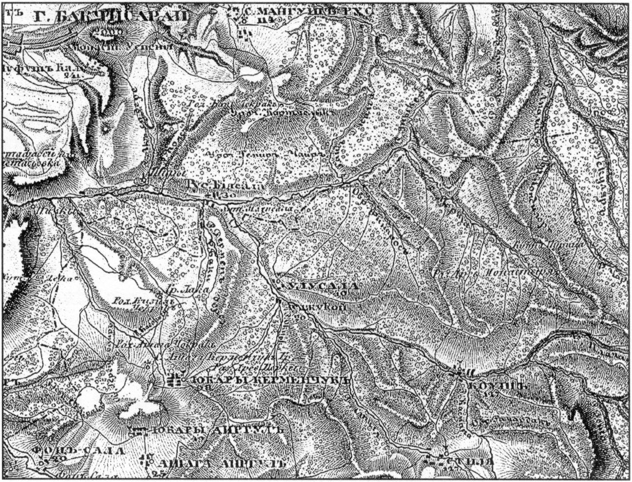 Район разведок на карте Бетева и Оберга. 1842 г.