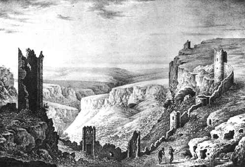 Ж. Мивилль. «Остатки города-крепости Мангуп-Кале», 1818