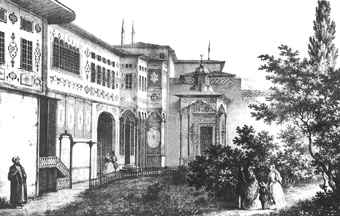 Ф. Гросс. «Ханский дворец в Бахчисарае». Литография, фрагмент, 1830-е