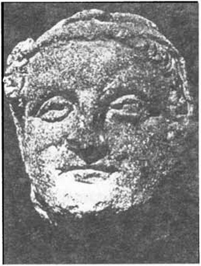 Голова Геракла. Фрагмент крупной терракотовой статуэтки III в. до н. э. из Херсонеса