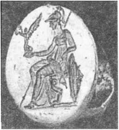 Золотой перстень с изображением Афины из херсонесского подстепного склепа 1012