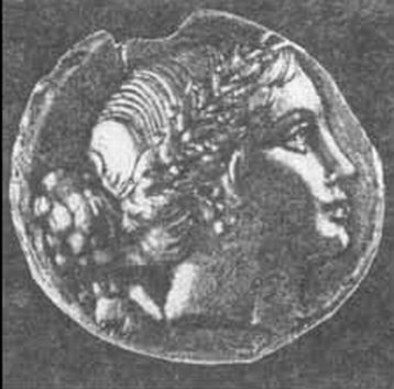 Голова богини Партенос. Изображение на херсонесской монете конца III в. до н. э. Фото В. Степаненко