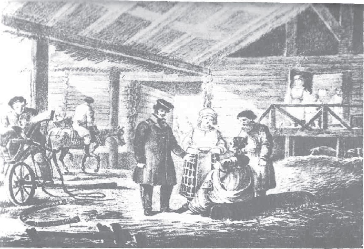 Путешественники на почтовой станции. К.И. Кольман. Литография. 1825