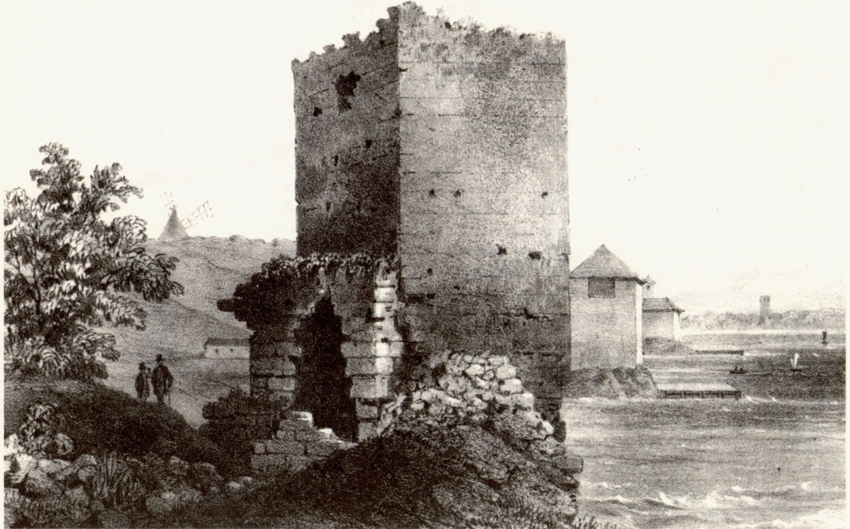Доковая башня. Рисунок из альбома Е. де Вильнева. 1853