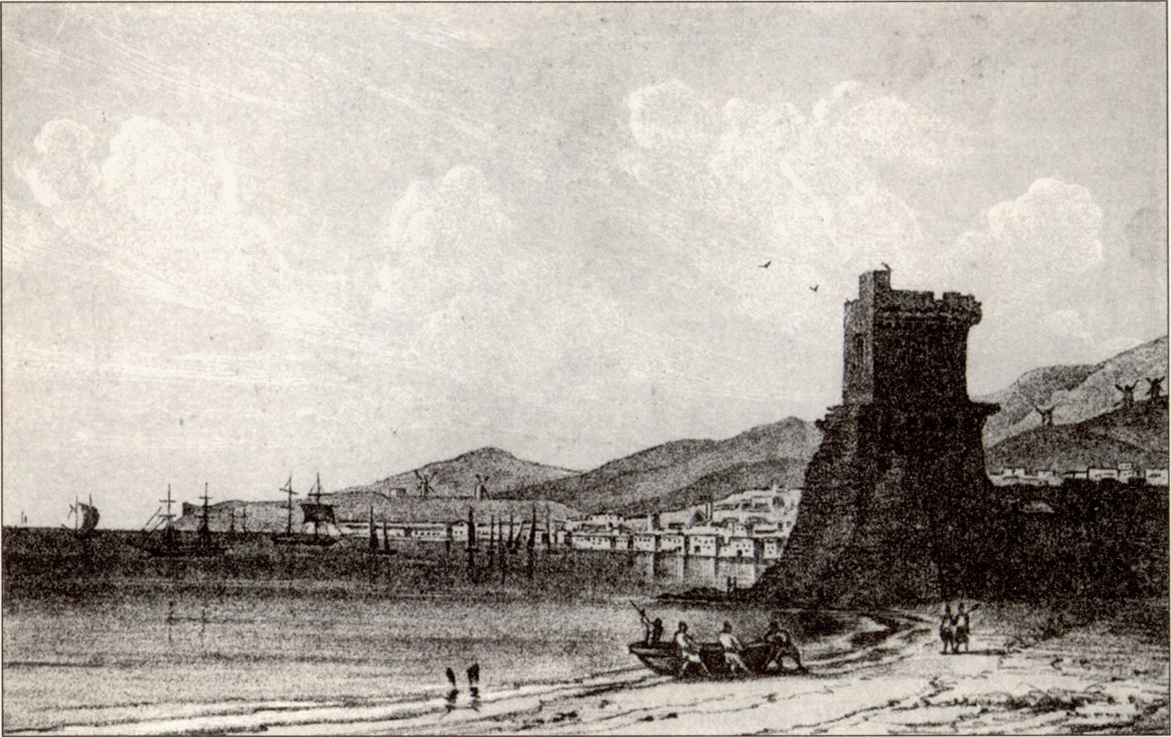 Морской фасад Феодосии с видом на башню Константина. Рисунок И. Айвазовского