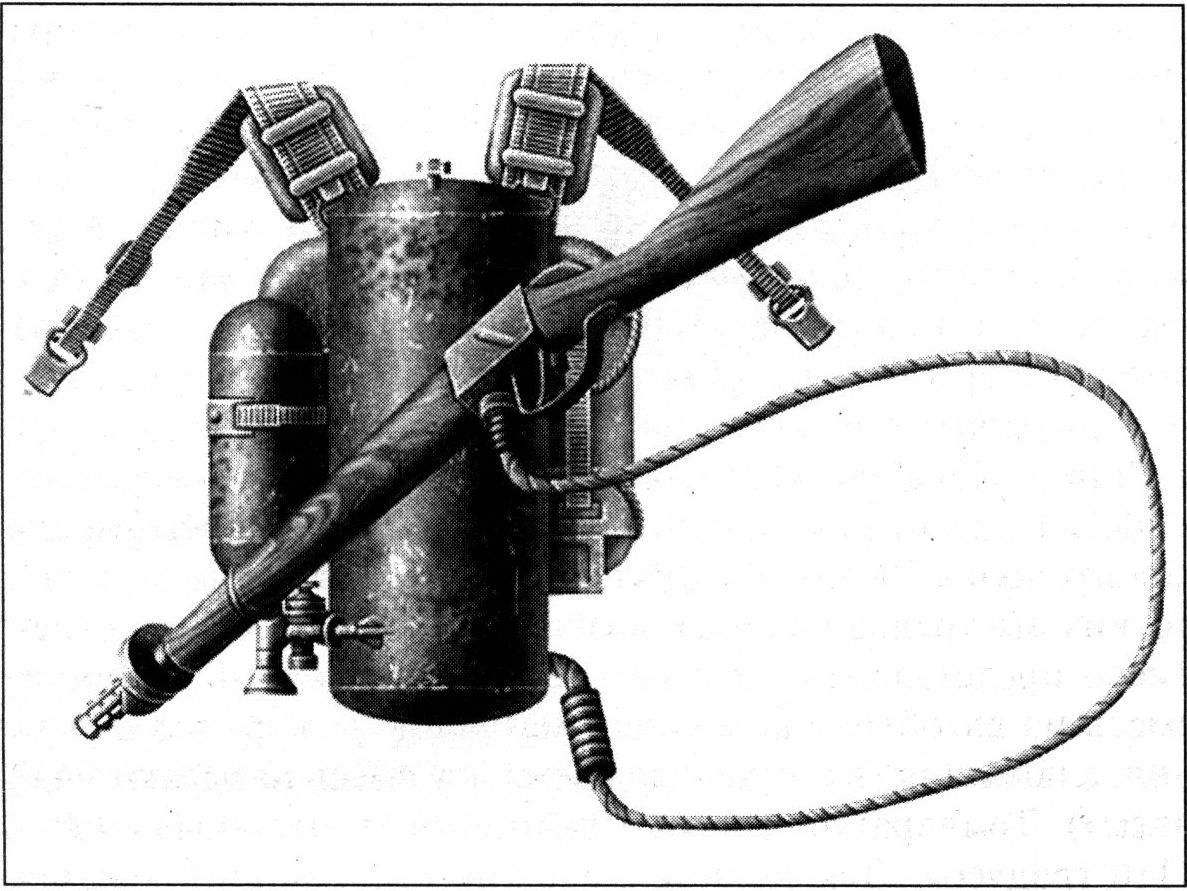Штатный ранцевый огнемет РОКС-1 мог применяться в том числе и для поджога зданий при отступлении