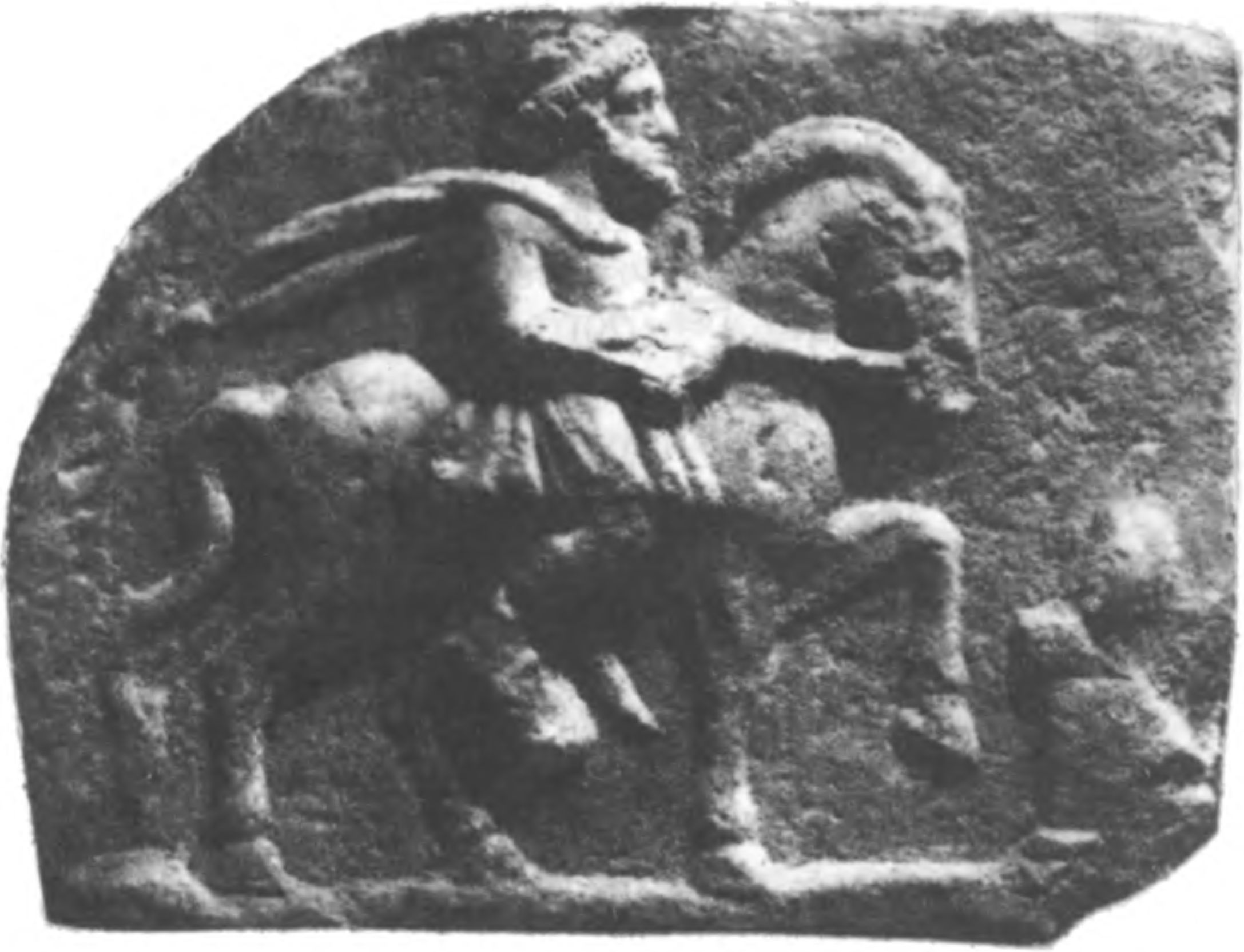 Рис. 29. Мраморный рельеф с изображением фракийского всадника. II—III вв. Раскопки В.И. Кадеева