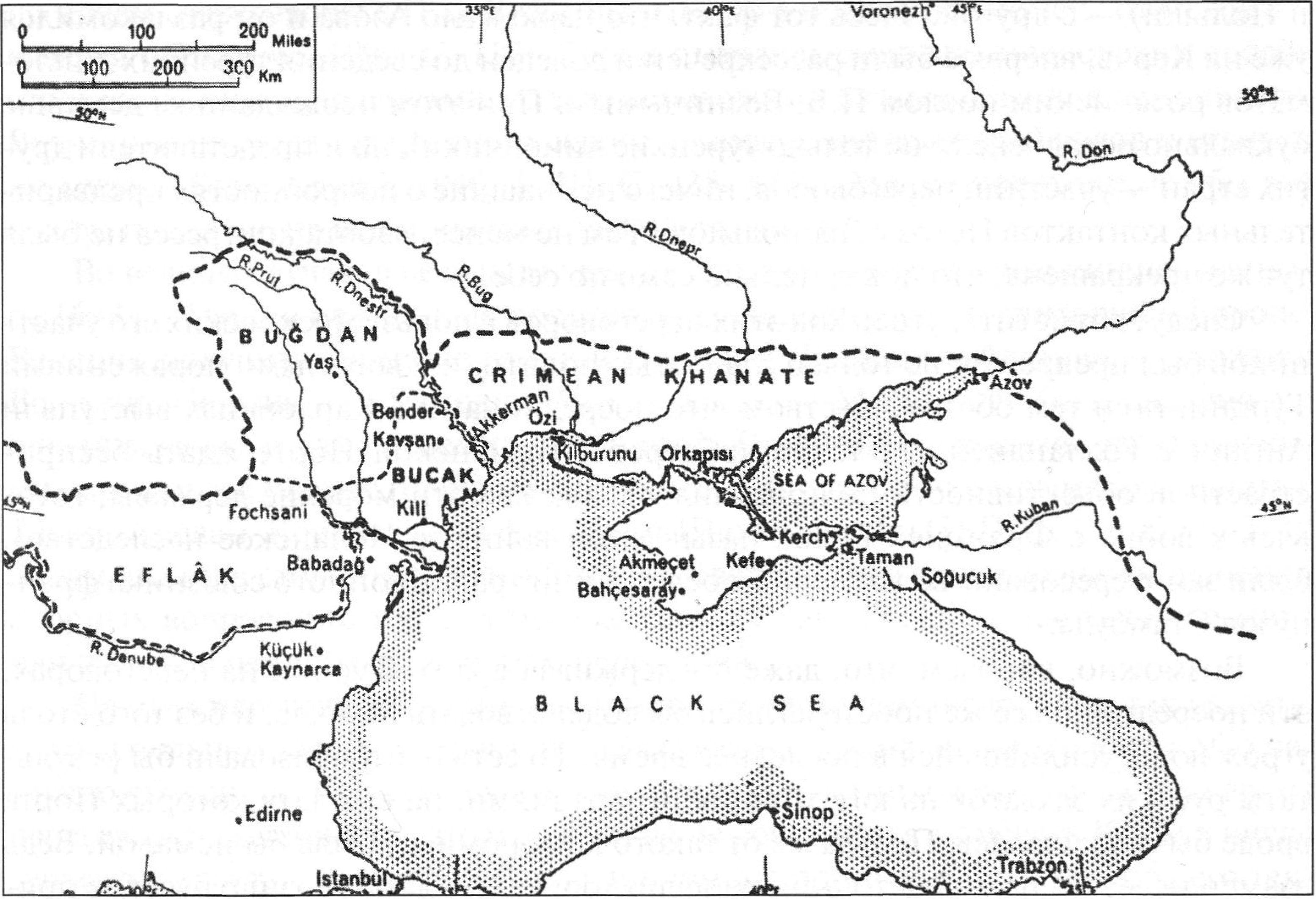 Карта Крымского ханства в 1700 г. Турецкий источник