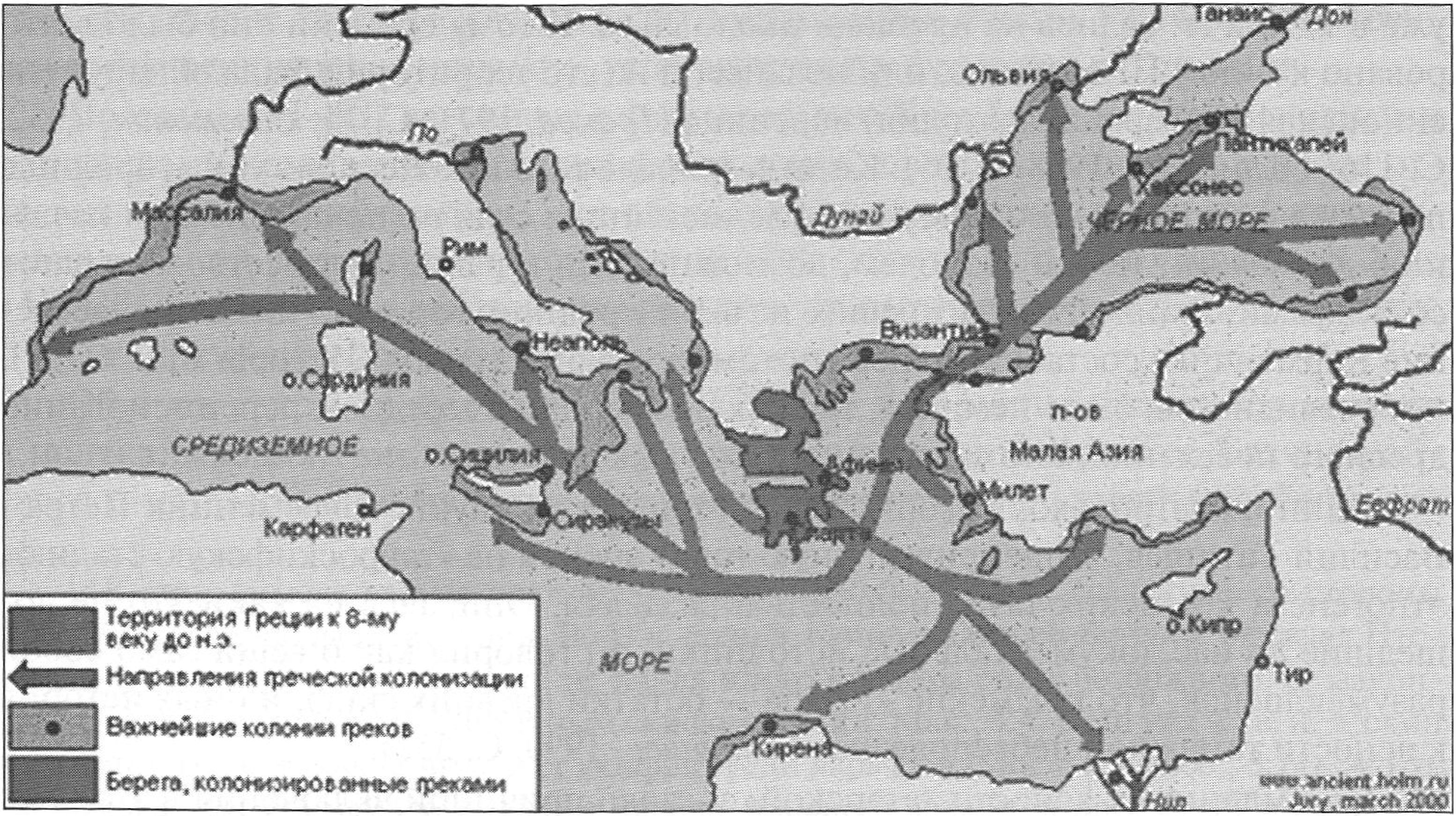 Образование греческих колоний в бассейнах Средиземного и Чёрного морей