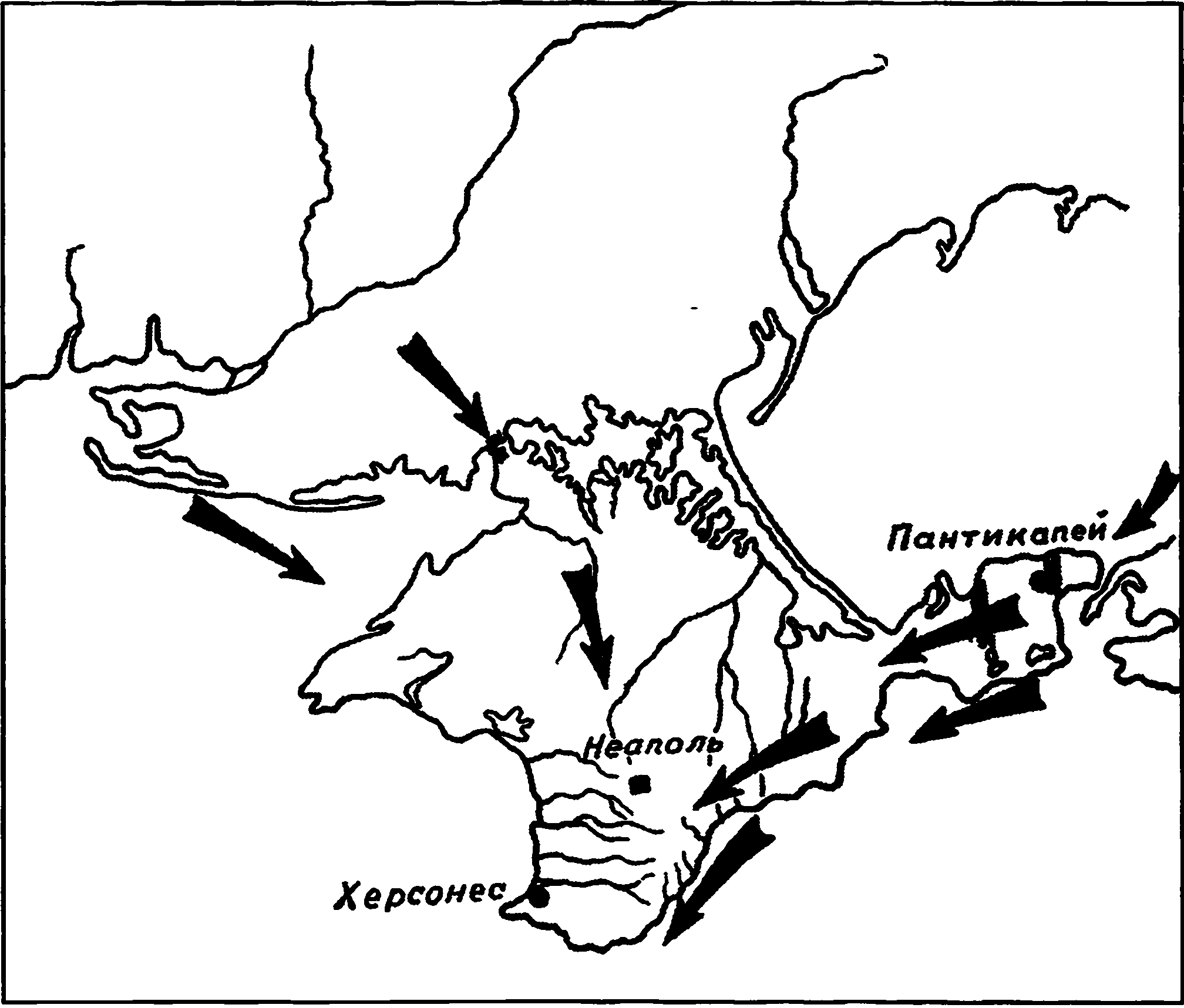 Схема готских походов в Северном Причерноморье в III в. По Т.Н. Высотской