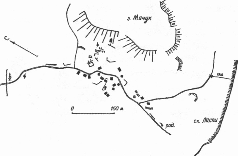Остатки средневекового поселения Ласпи (По О.И. Домбровскому)