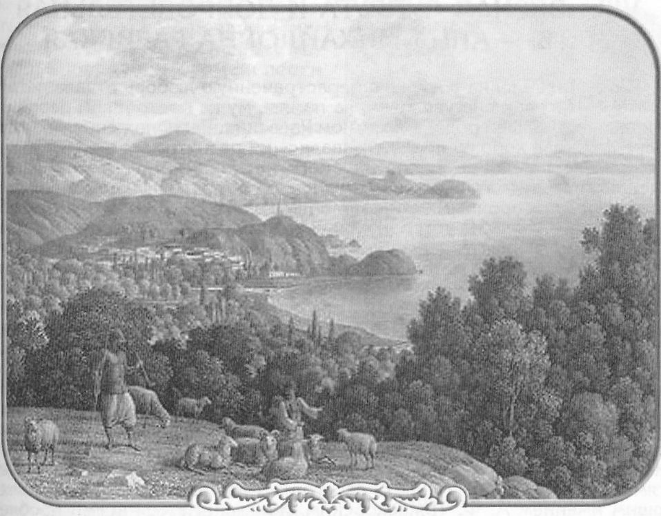 Вид на Карасан из Партенита. Гравюра XIX века