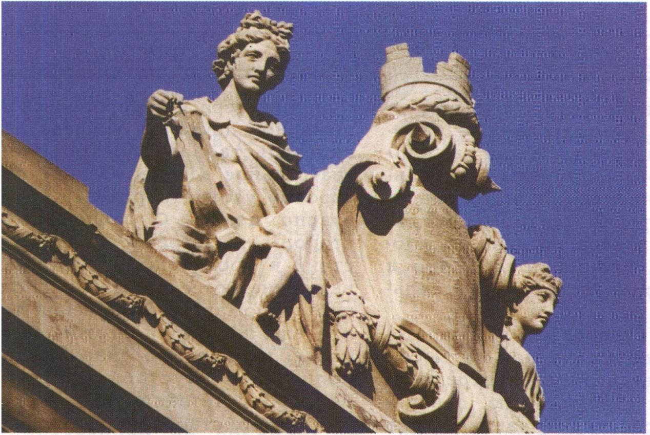 Фигура Аполлона-Мусагета и музы Мельпомены. Скульптор О.И. Якобс