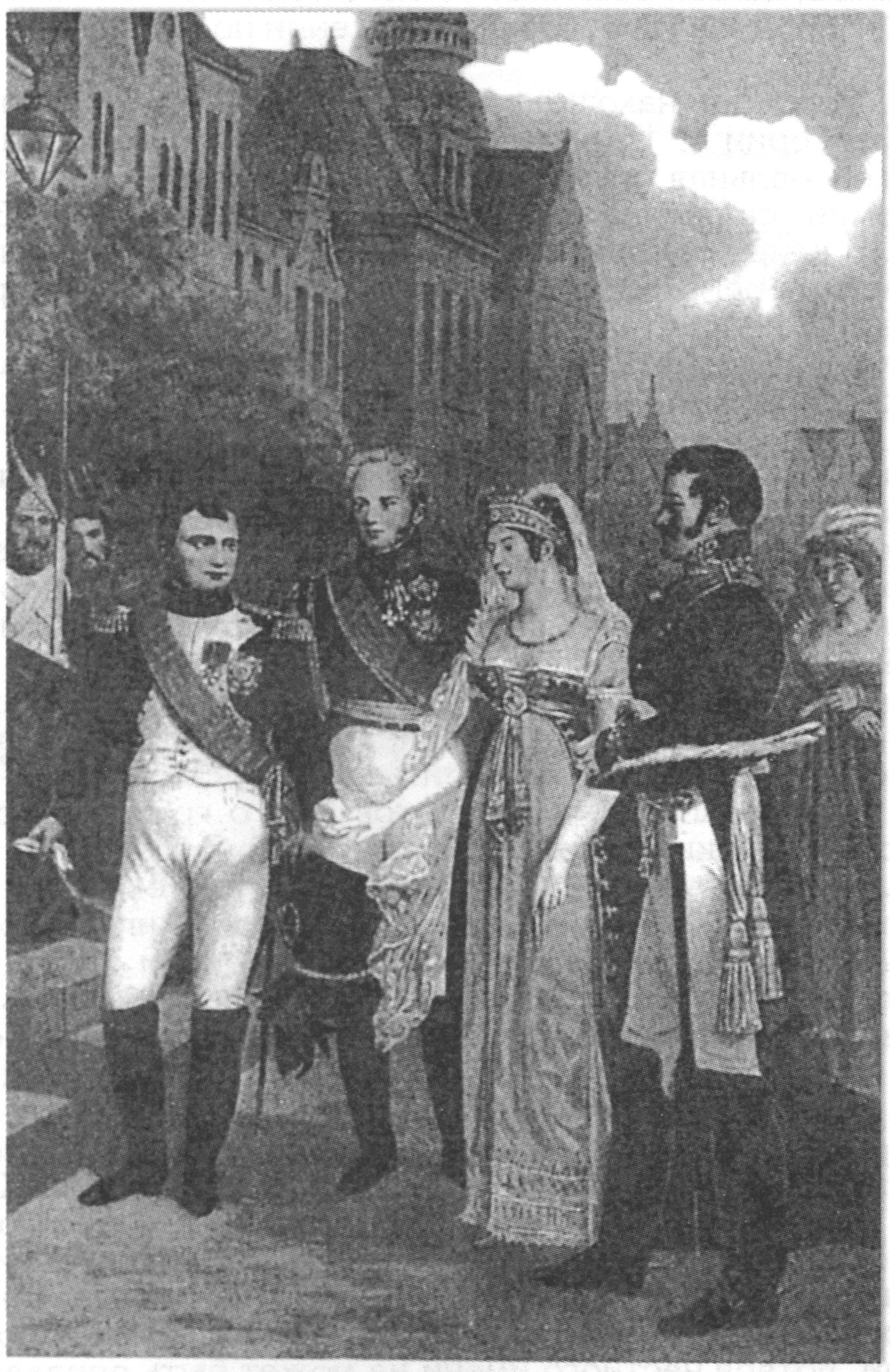 Прием Наполеоном королевы Луизы Прусской в Тильзите в 1807 г. С картины Госса