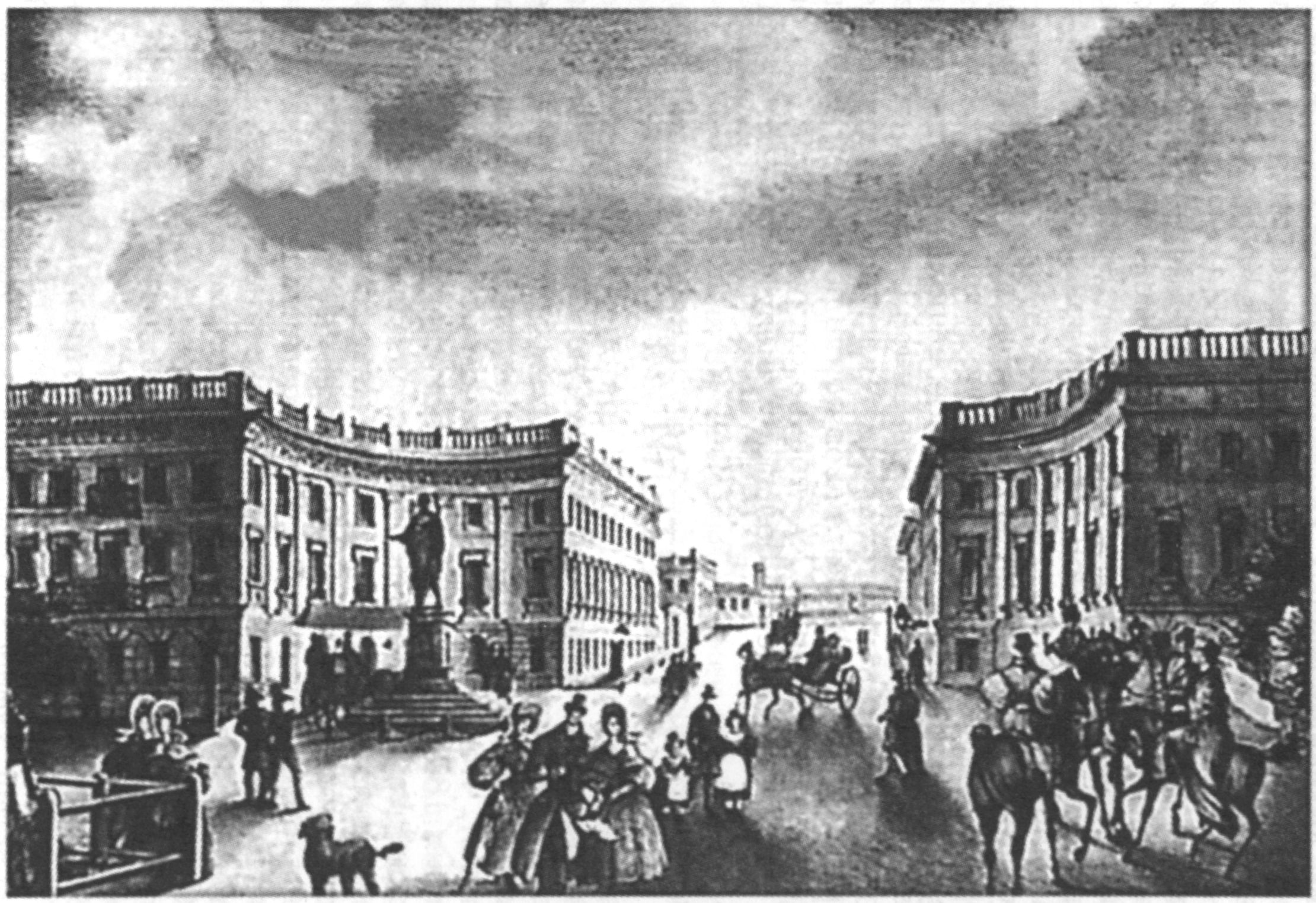 Одесса. Приморский бульвар. Конец 1830-х годов. Гординский. Литография