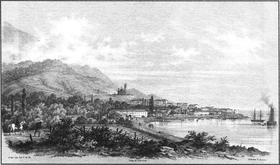 Вид Ялты. Фридрих Гросс. Литография. 1852 г.