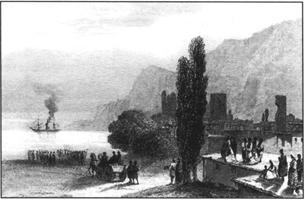 Посещение Государыней императрицей Марией Александровной селения Алушта в 1861 году. Гравюра с рисунка И.К. Айвазовского