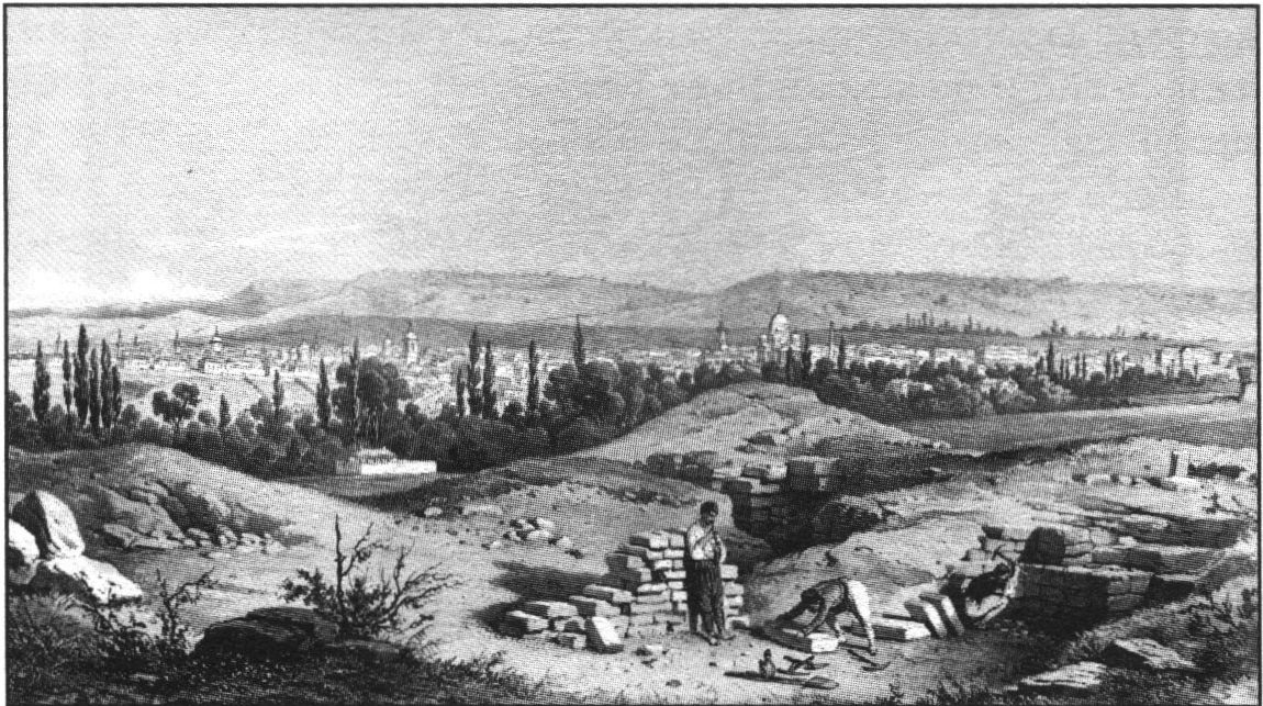 Вид города Симферополя. Фридрих Гросс. Литография. 1856 г.